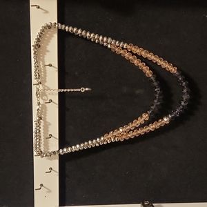 Chunky necklace purple pink and  Pewter Beads